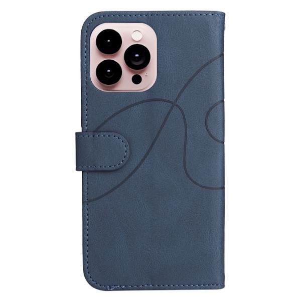 Teksturert læretui med stropp for iPhone 14 Pro Max - Blå Blue
