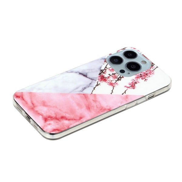 Marble iPhone 14 Pro Suojakotelo - Plum Blossom / Marble Pink