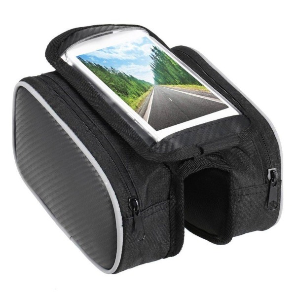 LIXADA bicycle front frame touch view bag Black