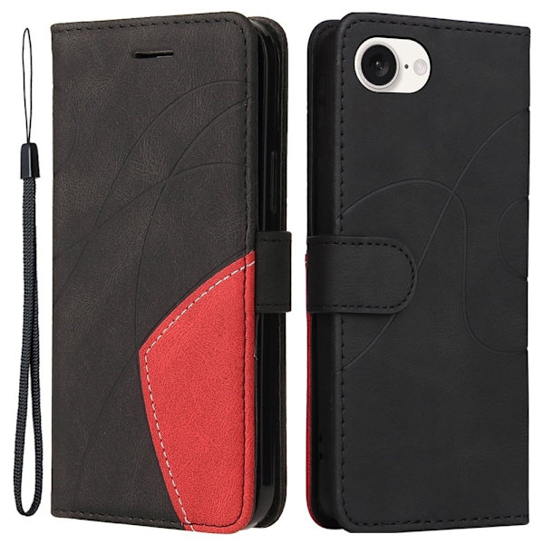 Teksturert læretui med stropp for iPhone 16e - Svart Black