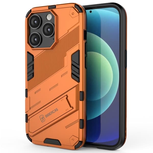 Stødsikkert hybridcover med et moderne touch til iPhone 14 Pro Max - Orange Orange