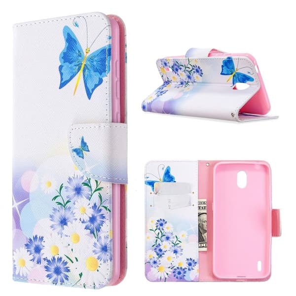 Wonderland Nokia 1.3 flip-etui - Sommerfugl Og Tusenfryd Multicolor