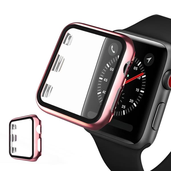 Apple Watch Series 5 40mm galvanointikehys karkaistulla lasilla - Ruusu Pink