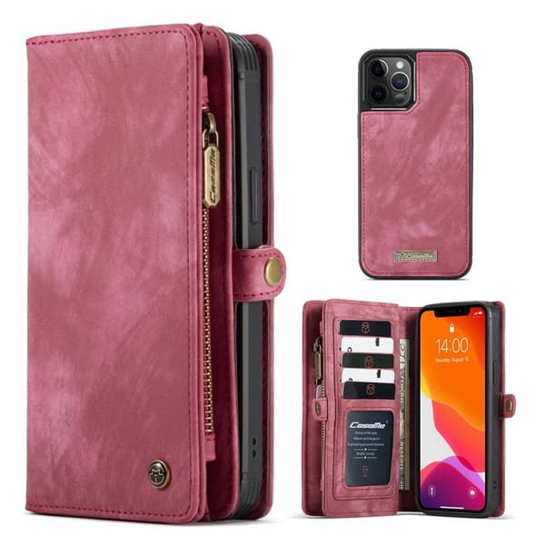 CaseMe iPhone 12 Pro Max vetoketjullinen lompakkokotelo - Punainen Red