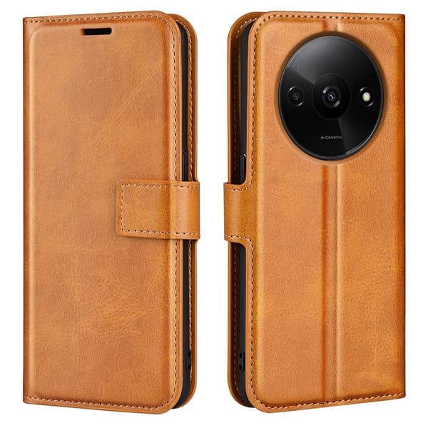 Hållbart konstläder Xiaomi Redmi A3 fodral med plånbok - Gul Gul