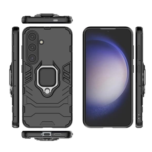 Hybrid Samsung Galaxy S24 cover med støttefod og bilmontering - Sort Black