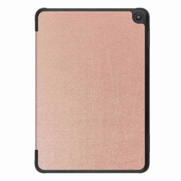Tri-fold Leather Stand Case for Amazon Fire 8 HD (2022) - Rose G Pink