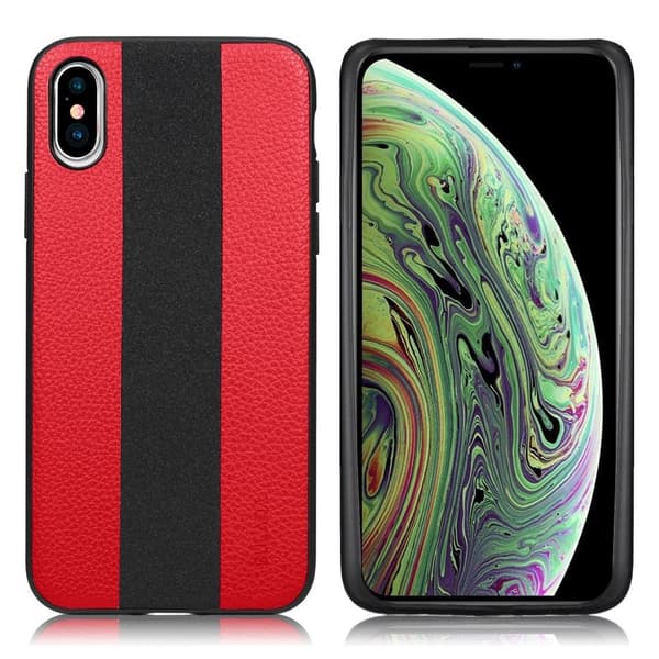 SULADA iPhone XS etui med litchi-tekstur - Rød Red