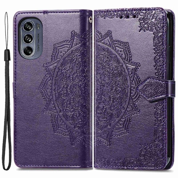 Mandala läder Motorola Moto G62 5G fodral - Lila Lila