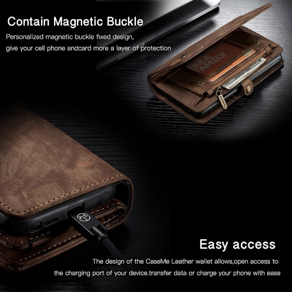 CaseMe Samsung Galaxy S22 Ultra fodral med blixtlås - Brun Brun
