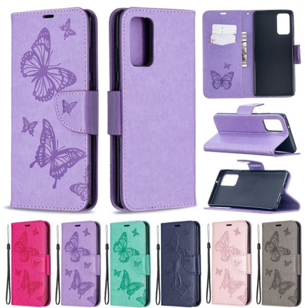 Butterfly Samsung Galaxy Note 20 nahkakotelo - Violetti Purple