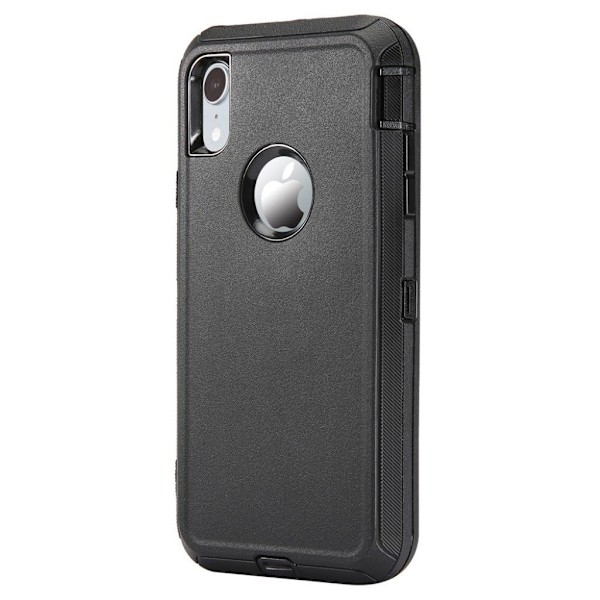 Stødsikkert kombinationsetui til iPhone Xr - Helt Sort Black