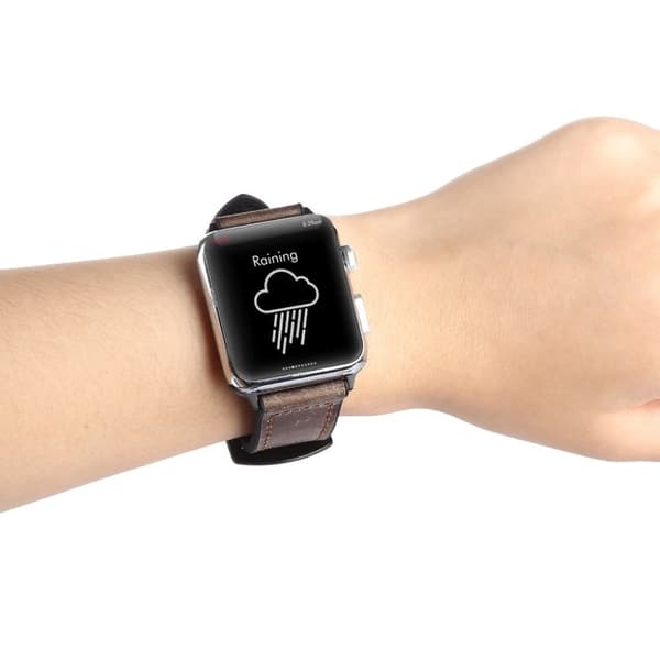 Apple Watch Series 5 40 mm klockarmband i äkta läder och silikon - Brun Brun