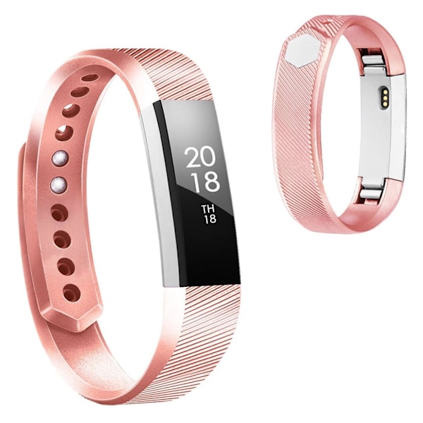 Fitbit Alta shiny silicone watch band - Rose Gold Size: L Rosa