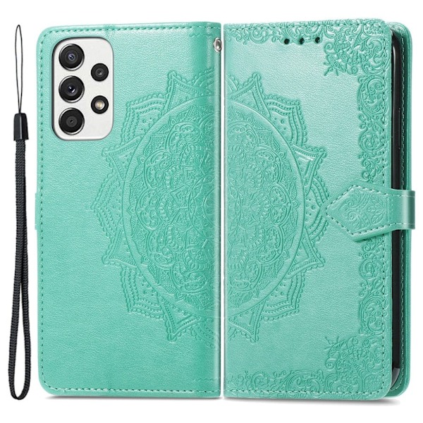 Mandala Samsung Galaxy A73 nahkakotelo - Vihreä Green