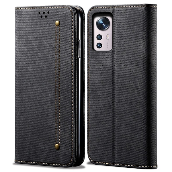 Jeans Xiaomi 12X / Xiaomi 12 flip case - Musta Black