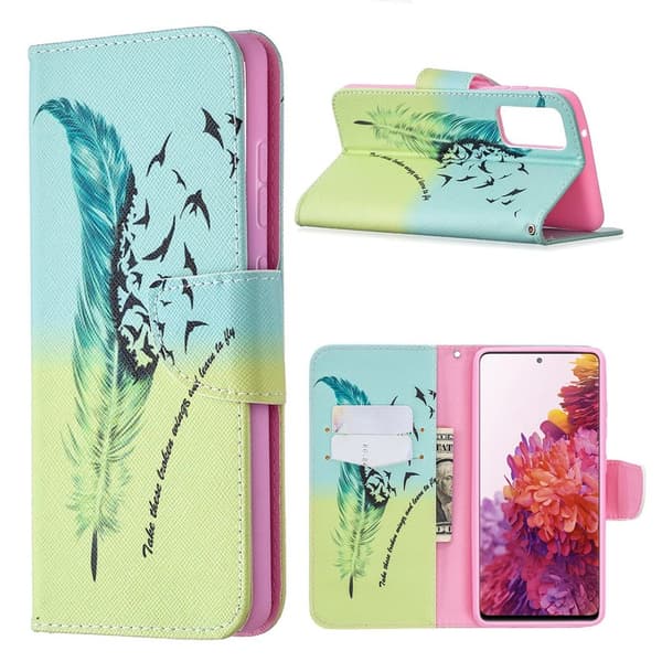 Wonderland Samsung Galaxy S20 Fe 5g / S20 Fe Flip Etui - Fjer Blue