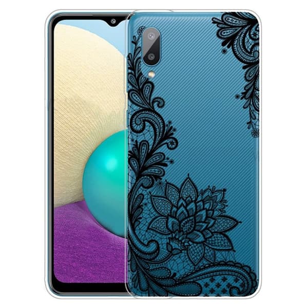 Deco Samsung Galaxy M02 / A02 Etui - Lace Blomst Black