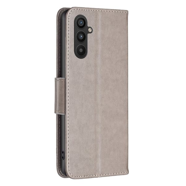 Butterfly läder Samsung Galaxy A34 5G fodral - Silver/Grå Silvergrå