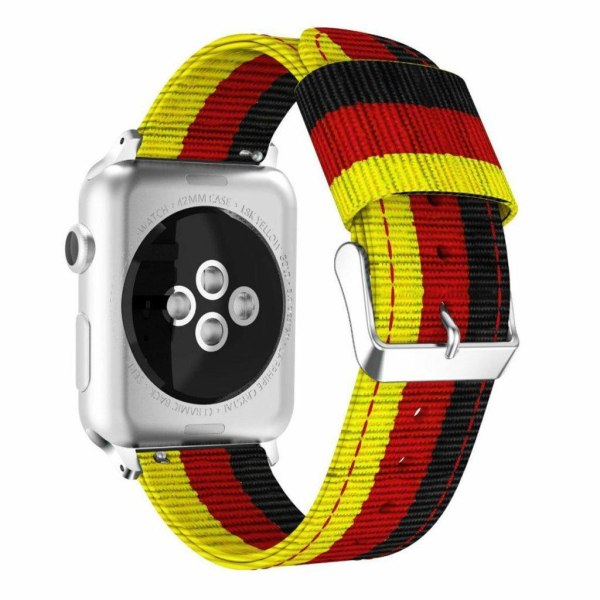 Apple Watch Series 4 40mm kellon vaihto ranneke valmistettu raidallisesta nailonista - Keltainen/ Punainen/ Musta Multicolor