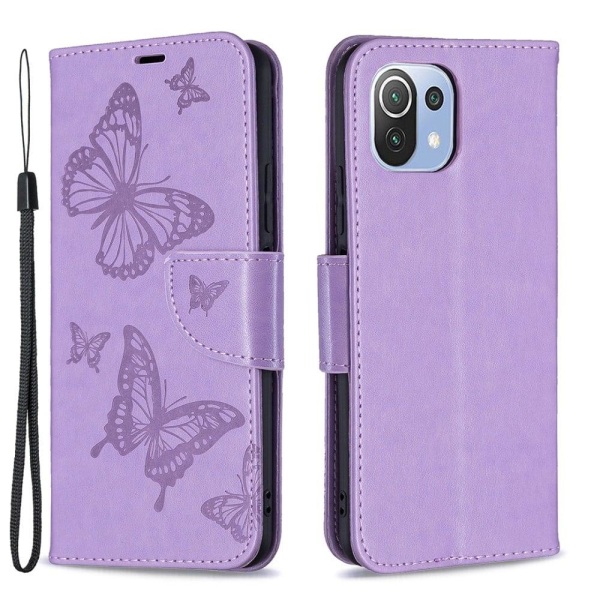 Butterfly Xiaomi 11 Lite 5g Ne / Mi 11 Lite 5g / 11 Lite Läppäkotelo - Violetti Purple