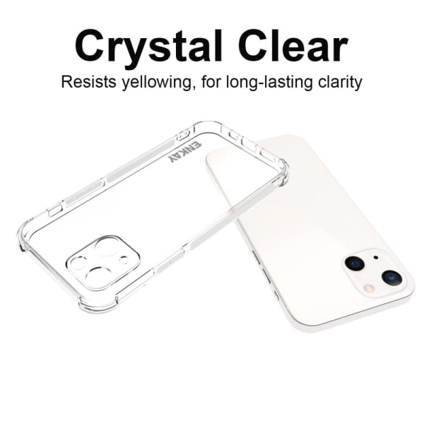 ENKAY HAT PRINCE Super Slim Transparent Fleksibelt Cover Case med Anti-slip Strip på siden iPhone 13 6.1 inch Transparent