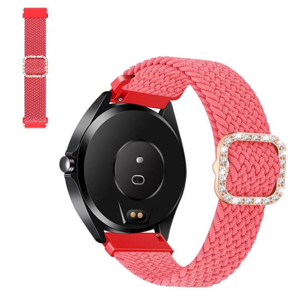 22mm Universal nylon + strassi solki kellon hihna - Pinkki Pink