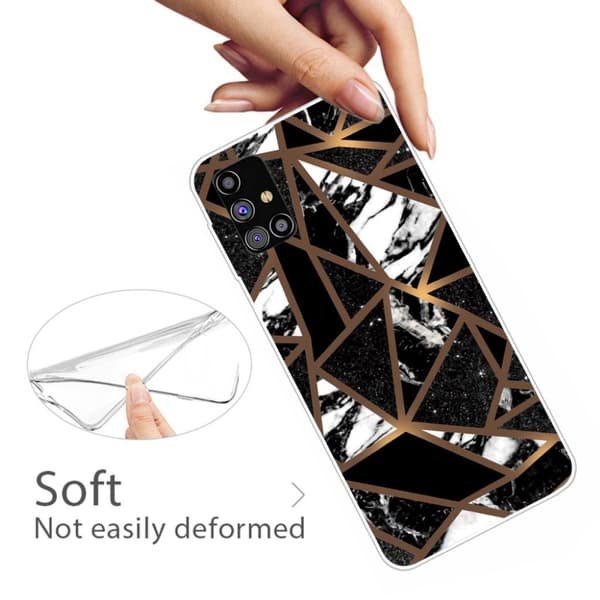 marmor Samsung Galaxy M51 etui - sort Tile Fragments Black