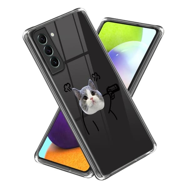 Deco Samsung Galaxy S23 skal - Katt Med Pistol Transparent