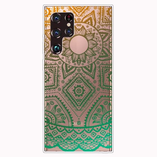 Deco Samsung Galaxy S22 Ultra Etui - Grøn Solsikke Design Green
