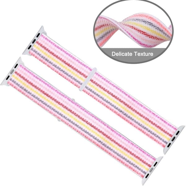 Apple Watch Series 5 40mm vattentät nylon klockarmband - Pinstripe rosa Rosa