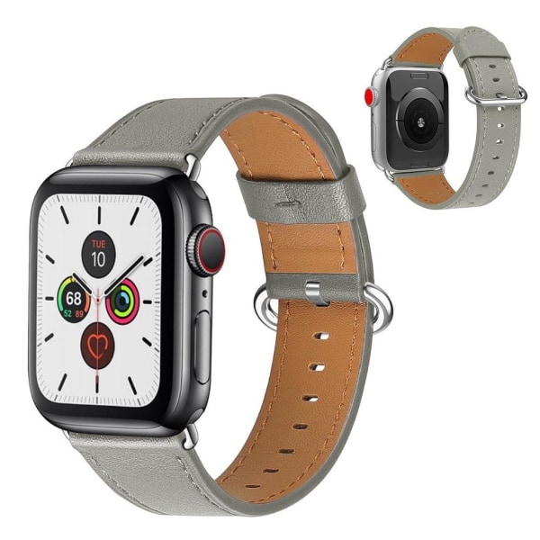 Apple Watch Series 5 / 4 44mm urrem i ægte læder - Grå Silver grey