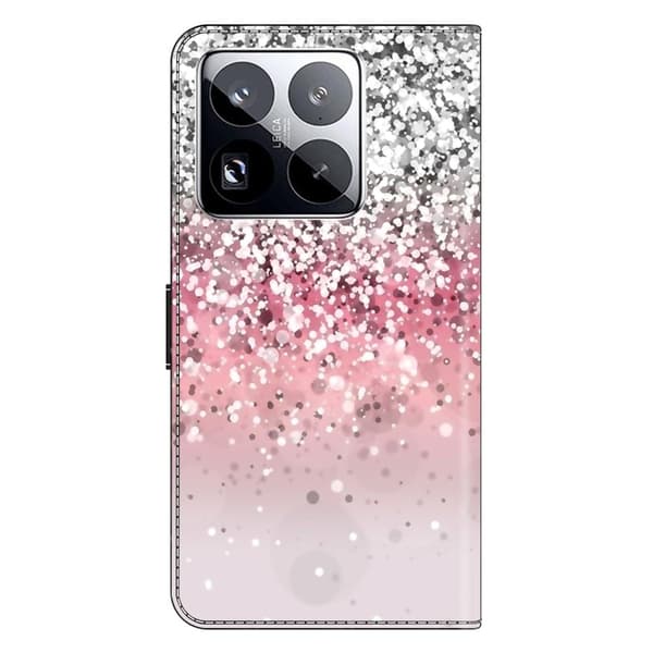 Xiaomi 15 Pro Fodral Magnetiskt lås 3D-mönster Läder Plånbok Telefonskal - Gradient Rosa