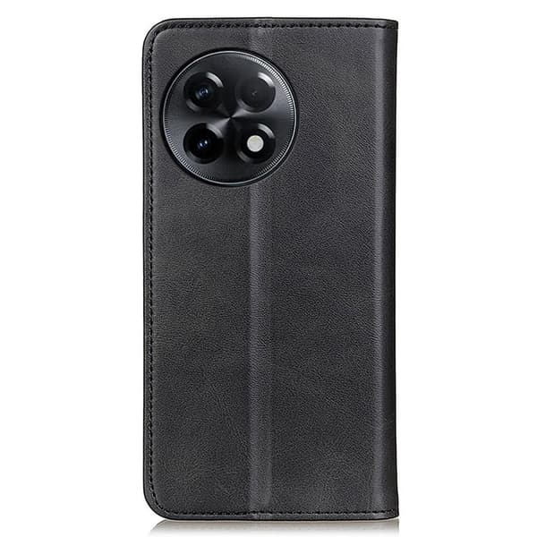Flip Etui med Pung i Ægte Læder til OnePlus 11R / Ace 2 - Sort Black