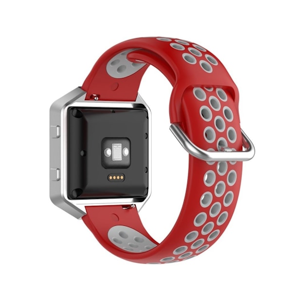 Fitbit Blaze / Versa / Versa Lite / Versa 2 tofarvet silikone urrem - Rød / grå Red
