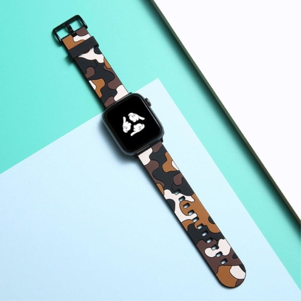 Apple Watch (41mm) viileä naamiointisilikonikellon hihna - Camouflage Kahvi Brown