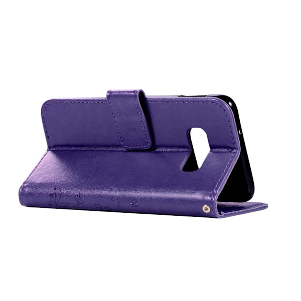 Samsung Galaxy S10e painettu Perhonen Kukka nahkainen flip suojakotelo - Violetti Purple