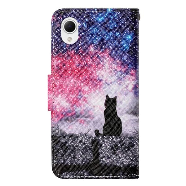 Wonderland Samsung Galaxy A23e Flippetui - Starry Sky / Katt Multicolor