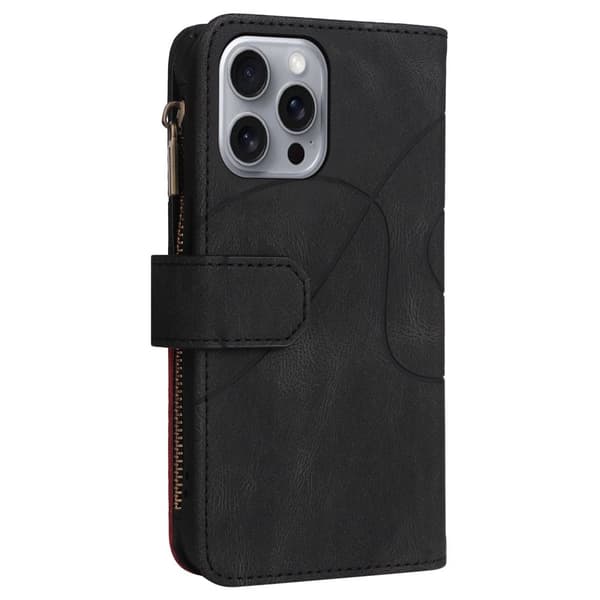 Teksturoitu nahkakotelo hihnalla iPhone 16 Pro - Musta Black
