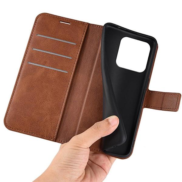 Hållbart konstläder Xiaomi 13 fodral med plånbok - Brun Brun