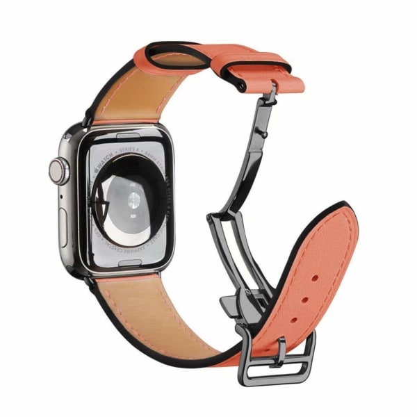 ægte læder sort spænde rem til Apple Watch Series 6 / 5 40mm - orange rød Orange