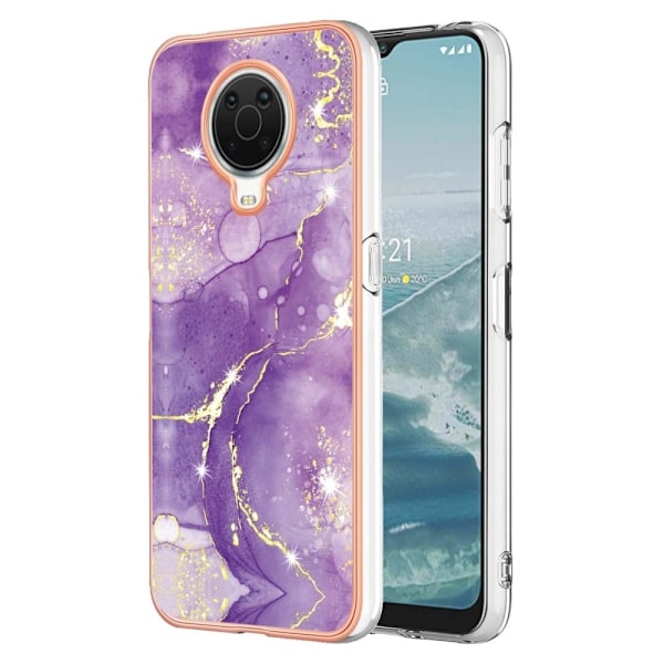 Marble Mønstret Cover med Ring Holder til Nokia G10 / G20 - Lilla Marmor Haze Purple