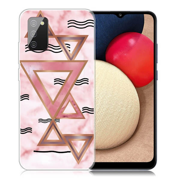 Marble Samsung Galaxy A02s Etui - Rose Colored Triangles Pink