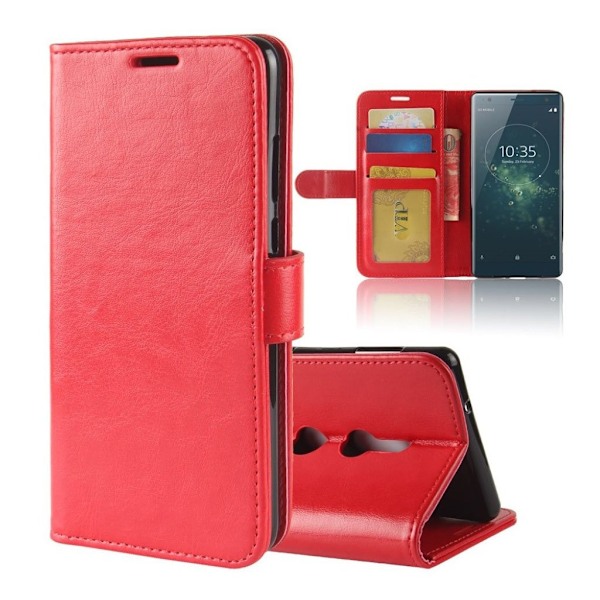 Crazy Horse Sony Xperia XZ2 Magnetisk PU læder flip etui - Rød Red