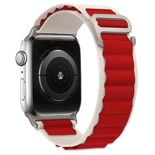 KALEBOL Apple Watch Series 41mm - 40mm - 38mm Universal klockarmband Nylon Loop Band - Röd + Vit Röd