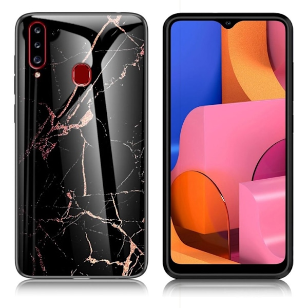Fantasy Marble Samsung Galaxy A20s cover - Guld / Sort Black