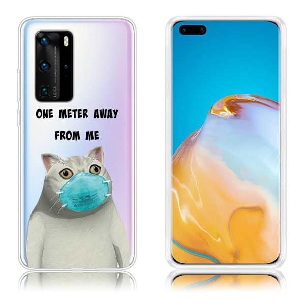 Deco Huawei P40 Pro Cover - Kat med Maske Multicolor