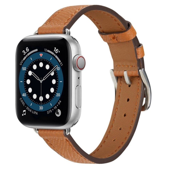 Apple Watch 40 mm urrem i læder med krydsende tekstur - Brun Brown