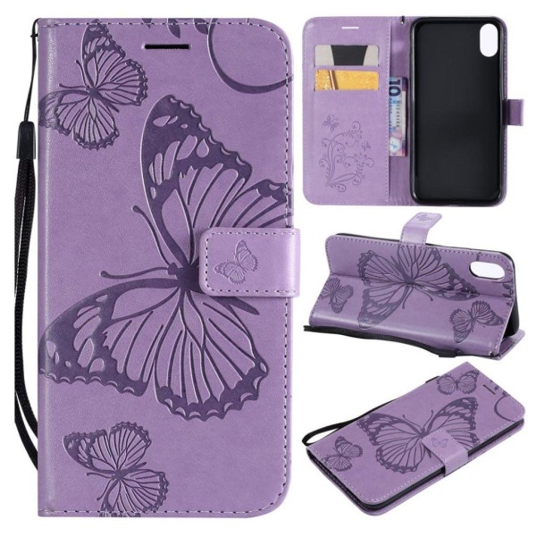iPhone 9 Plus Perhos Printti Kuvioitu Synteetti Nahkainen Lompak Purple