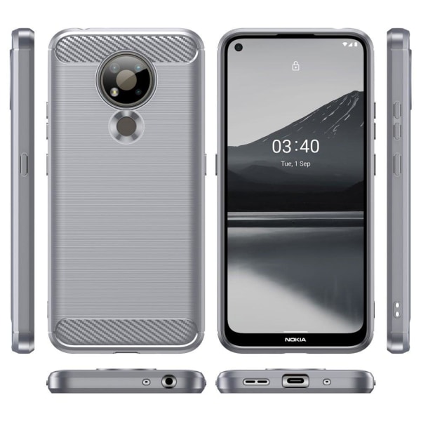 Carbon Flex Suojakotelo Nokia 3.4 - Harmaa Silver grey